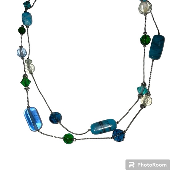 Lia Sophia Blue Beaded Two Strand Necklace 15" - Picture 3 of 7